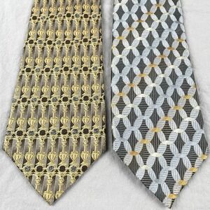LAMBERTI Mens Silk Necktie UN Security Council Chamber Wall Design Pattern Tie